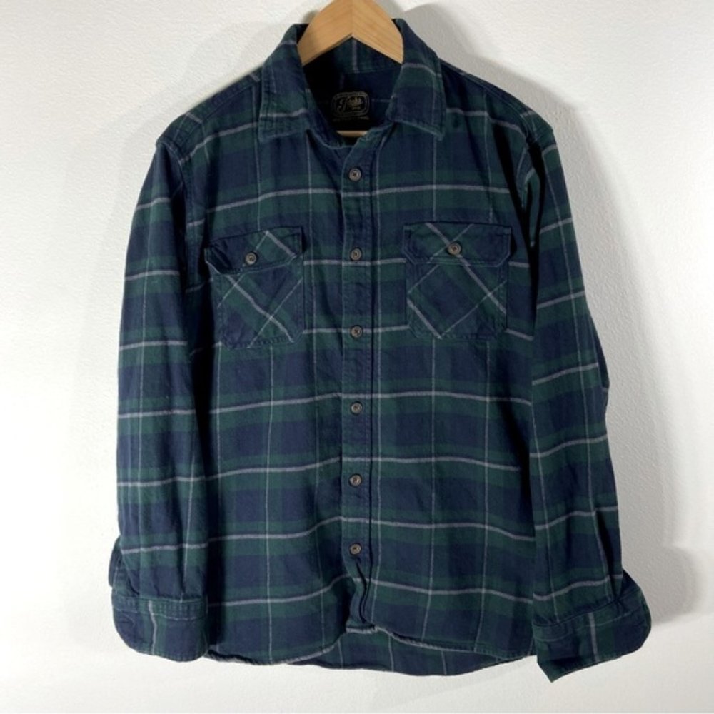 Jachs Men's Blue and Green Plaid Casual Button Down Shirt